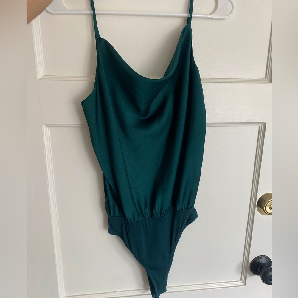 Emerald green silk body suit